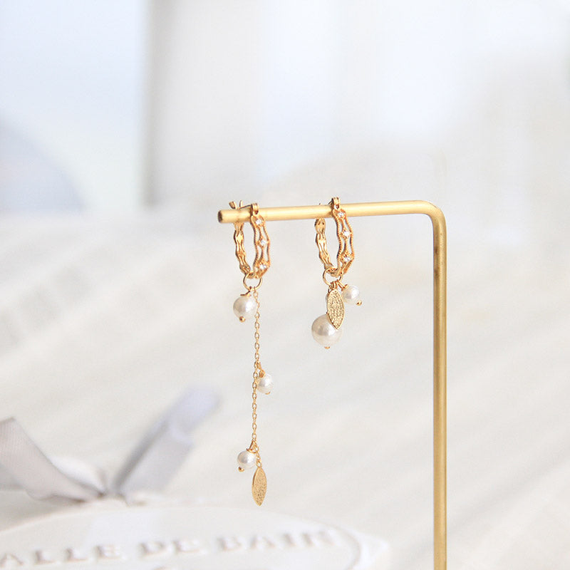 Double Bead Chain Dainty Earring, Connected Earrings, Double Chain Ear –  Fastdeliverytees.com