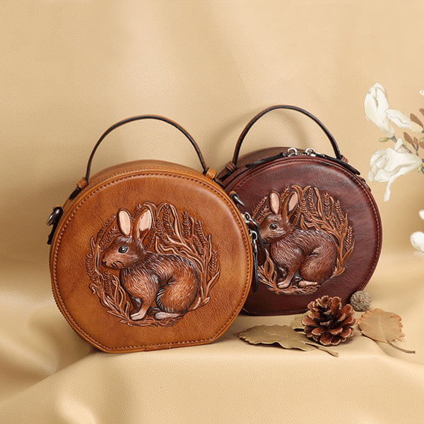 Cute Women's Embossed Genuine Leather Circle Crossbody Bag Handbags For Women Accessories