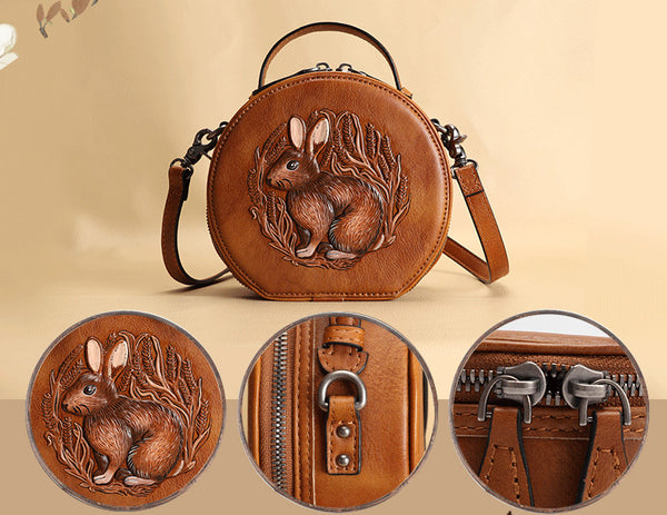 Cute Women's Embossed Genuine Leather Circle Crossbody Bag Handbags For Women Best