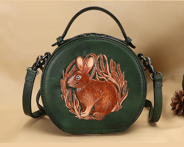 Cute Women's Embossed Genuine Leather Circle Crossbody Bag Handbags For Women Cute