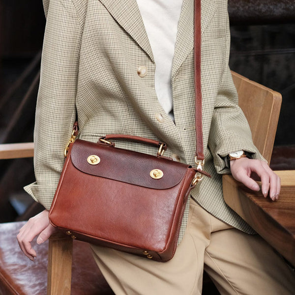 Cute Women's Leather Top Handle Satchel Bag Purse Messenger Bag For Women Boutique