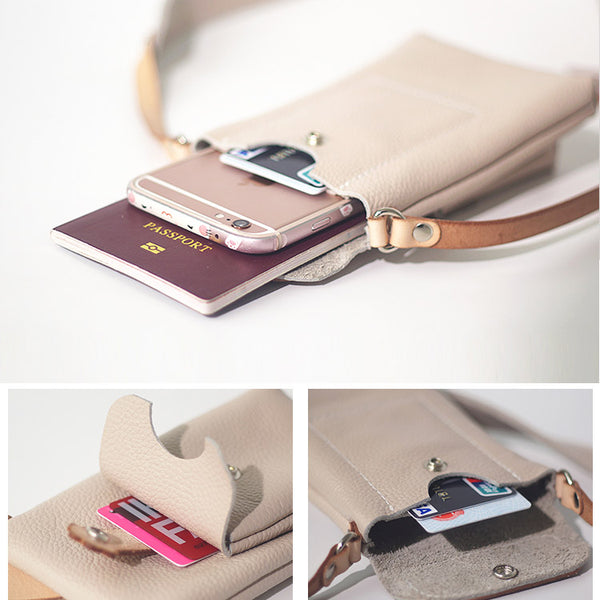 Cute Womens Beige Leather Phone Bag Mini Crossbody Bags Purse for Women beautiful