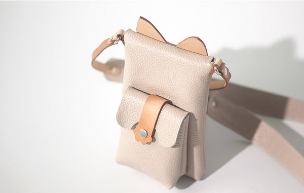 Cute Womens Beige Leather Phone Bag Mini Crossbody Bags Purse for Women best
