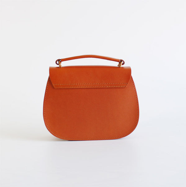 Vintage Womens Brown Leather Crossbody Saddle Bag Purse Small Handbags for Women