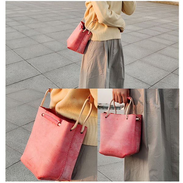 Cute Womens Leather Bucket Shoulder Bag Purse Handbags for Women Gift