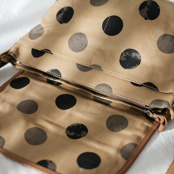 Cute Womens Leather Canvas Satchel Shoulder Bag Crossbody Bags for Ladies Handmade