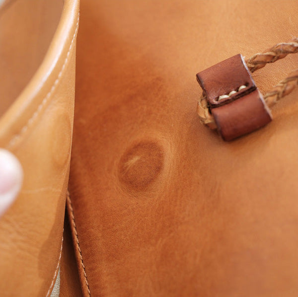 Cute Womens Leather Satchel Purse Brown Shoulder Bag With Tassels Handmade