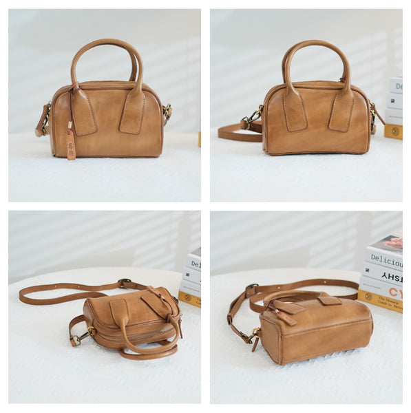 Cute Womens Mini Crossbody Purse Brown Leather Handbag For Women