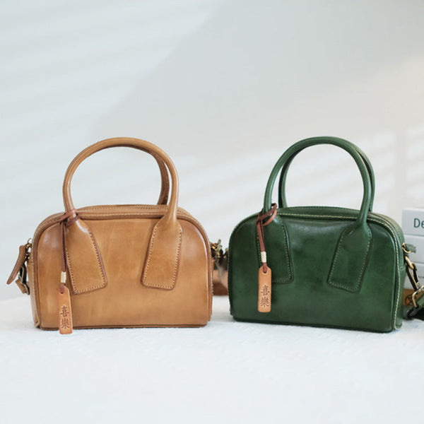 Small Genuine Leather Handbags Green Shoulder Bag For Ladies