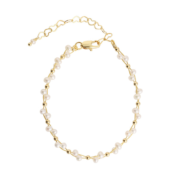 Cute Womens Pearl Bead Bracelet 30K Gold Plated Beaded Bracelets For Women Details
