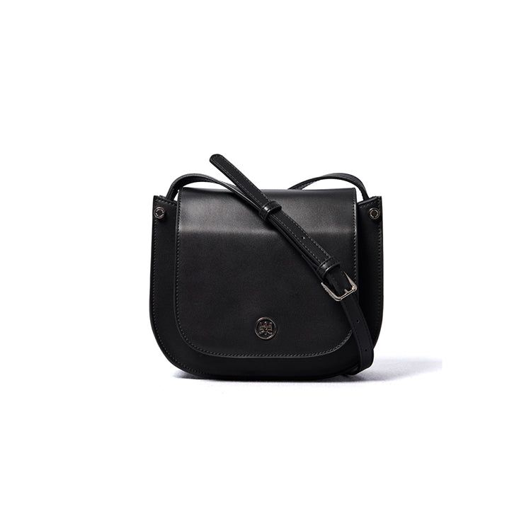 Fashion Women Black Leather Small Saddle Shoulder Bag Side Bag Black S –  Feltify