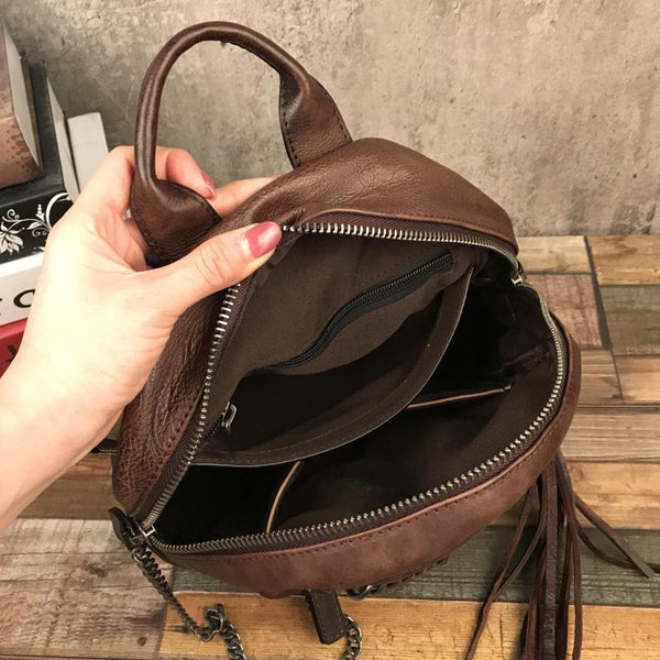 Cute Womens Small Genuine Leather Backpack Purse Trendy Backpacks for Women Chic