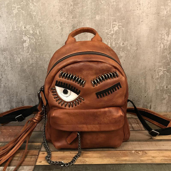 Cute Womens Small Genuine Leather Backpack Purse Trendy Backpacks for Women Cool