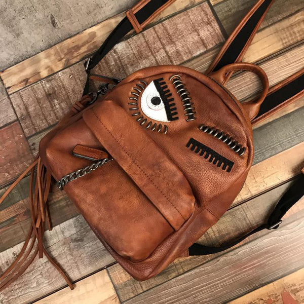 Cute Womens Small Genuine Leather Backpack Purse Trendy Backpacks for Women Cowhide