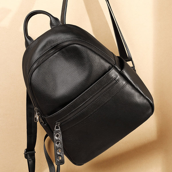 Cute Womens Soft Black Leather Backpack Purse Stylish Backpacks