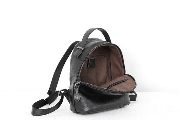Designer Black Leather Womens Mini Backpack Purse Cute Backpacks for Women Minimalist