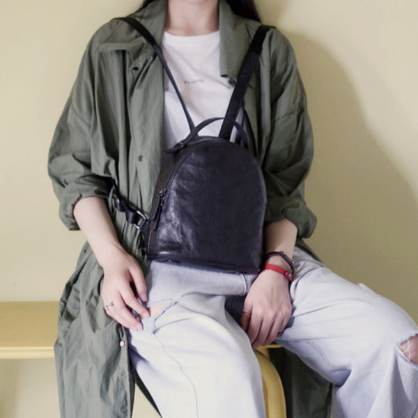 Designer Womens Black Genuine Leather Mini Backpack Purse Cute Backpacks for Women
