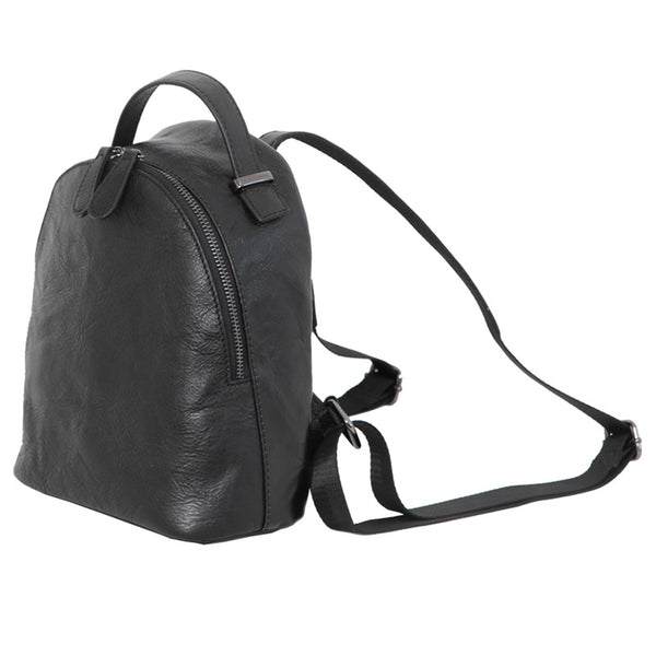 Designer Black Leather Womens Mini Backpack Purse