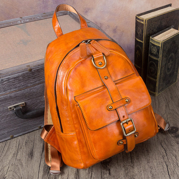 Designer Brown Leather Womens Small Backpack Bag Purse Awesome Backpacks for Women Details
