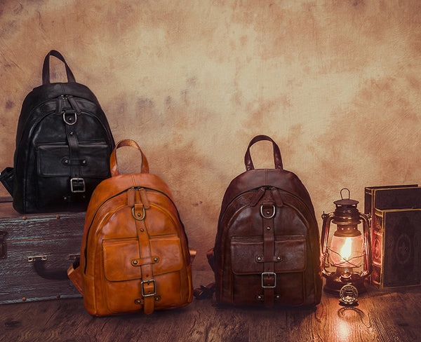 Designer Brown Leather Womens Small Backpack Bag Purse Awesome Backpacks for Women Handmade