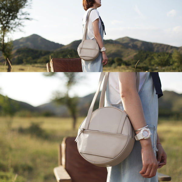 Designer Ladies Round Shoulder Bag Leather Circle Backpack Bag Purse Accessories
