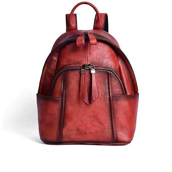 Small Womens Red Leather Backpack Purse Funky Backpacks Bag for Women