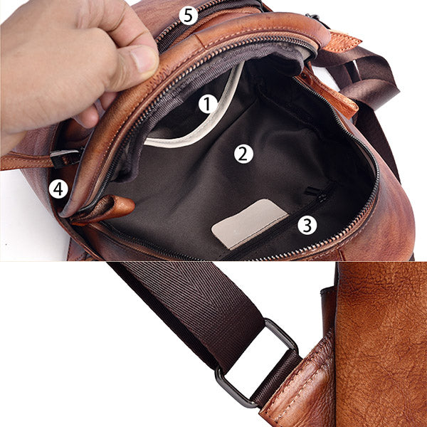 Designer Ladies Small Brown Leather Backpack Purse Bag Backpacks for Women Details