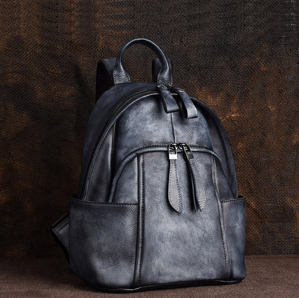 Designer Ladies Small Brown Leather Backpack Purse Bag Backpacks for Women Vintage