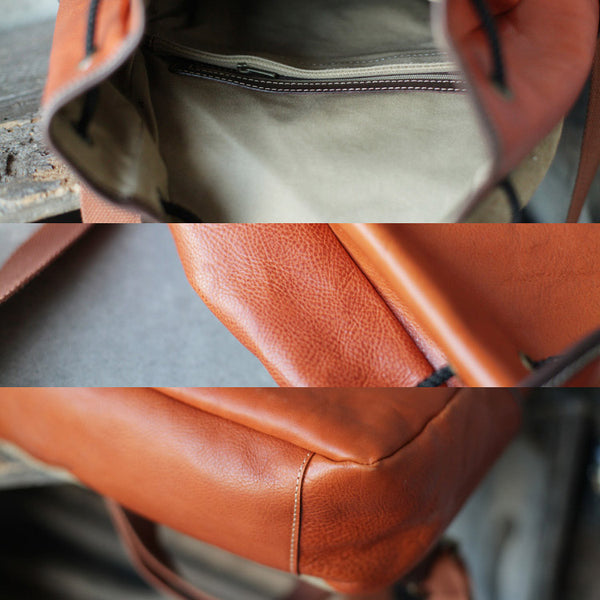 Designer Womens Brown Leather Backpack Purse Laptop Backpacks for Women Details