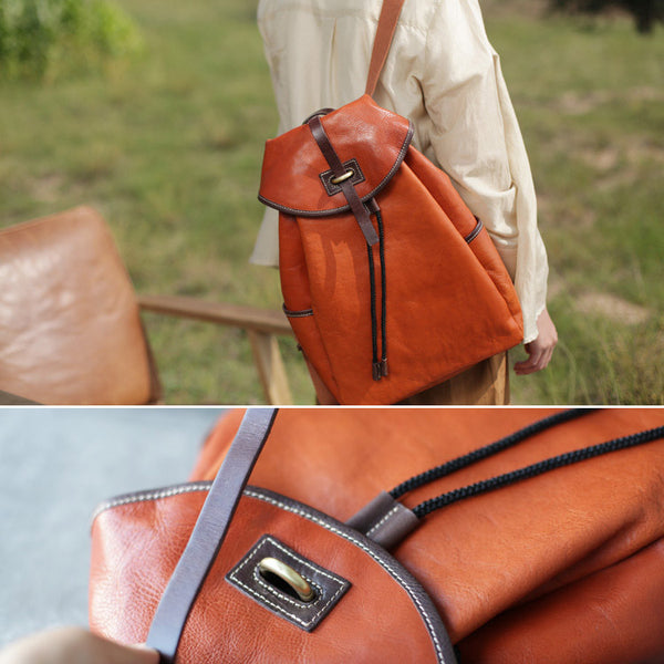Designer Womens Brown Leather Backpack Purse Laptop Backpacks for Women best