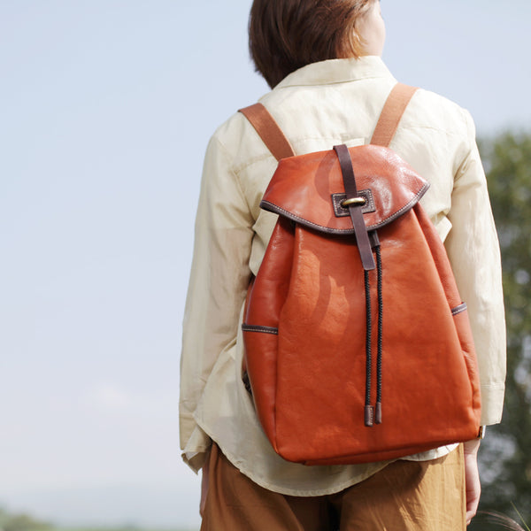 Designer Womens Brown Leather Backpack Purse Laptop Backpacks for Women