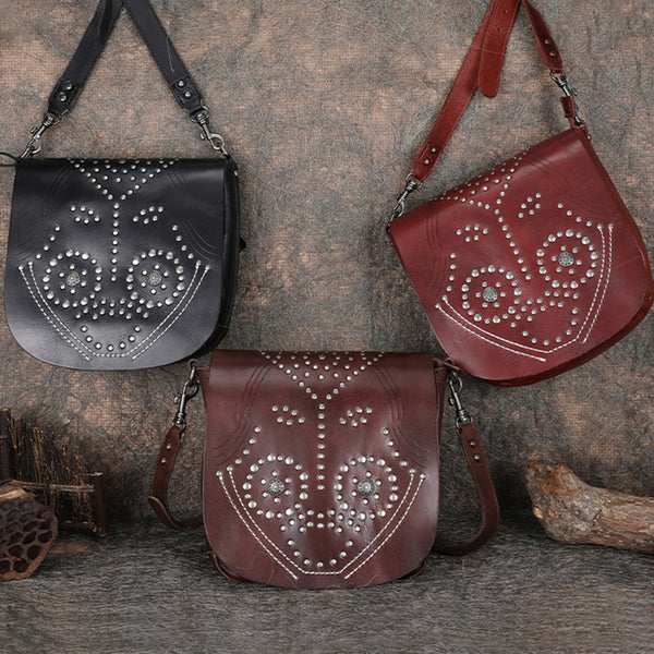 Designer Womens Leather Crossbody Saddle Bag Satchel Bag Purse for Women Genuine Leather