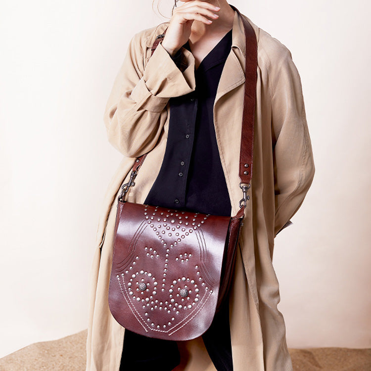 Dark Brown Leather Ladies Saddle Bag Purse — High On Leather