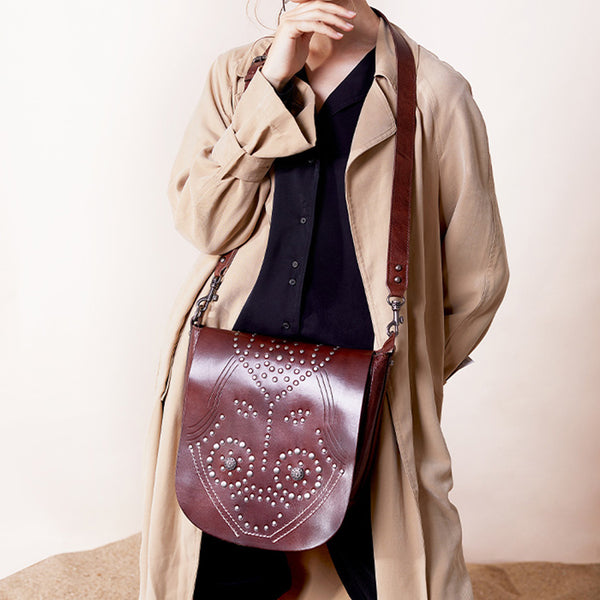 Designer Womens Leather Crossbody Saddle Bag Satchel Bag Purse for Women funky