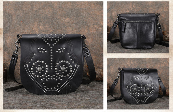 Designer Womens Leather Crossbody Saddle Bag Satchel Bag Purse for Women trendy