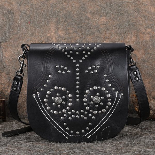 Designer Womens Leather Crossbody Saddle Bag Satchel Bag Purse