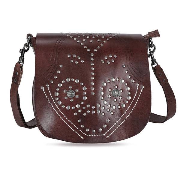 Designer Womens Leather Crossbody Saddle Bag