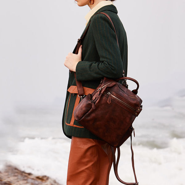 Designer Womens Tan Leather Backpack Purse Trendy Backpacks for Women best