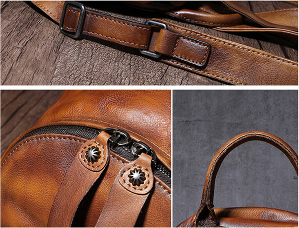 Designer womens small brown leather backpack Bag purse backpacks for women Original