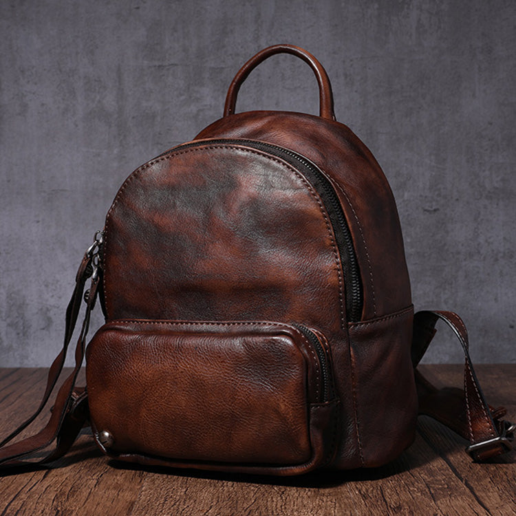 Full Grain Leather Backpack Purse, Designer Backpack, Natural