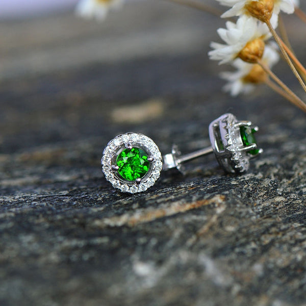 Diopside Stud Earrings Gold Silver Handmade Jewelry Accessories Gifts Women beautiful