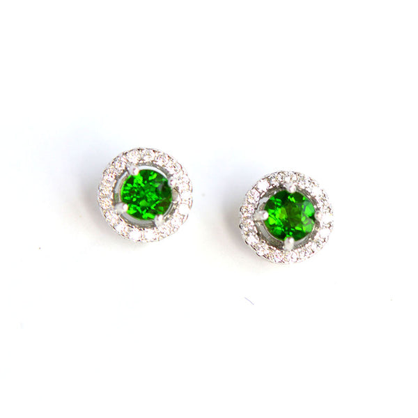 Diopside Stud Earrings Gold Silver Handmade Jewelry Accessories Gifts Women chic