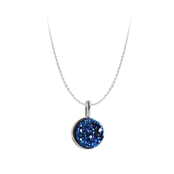 Druse Drusy Pendant Necklace Silver Jewelry Accessories Women front