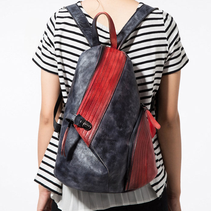 coloured leather backpacks uk Fashion Leather Ladies Genunie Leather Backpack Purse Book Bags for Wo – igemstonejewelry