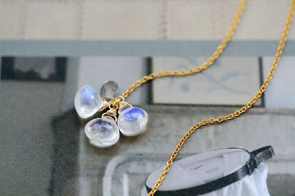 Elegant 24K Gold Plated Moonstone Drop Earring June Birthstone Threader Earrings For Women Cute