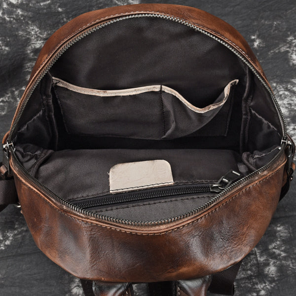Elegant Womens Vintage Leather Backpack Bags Bookbag Purse for Women Inside
