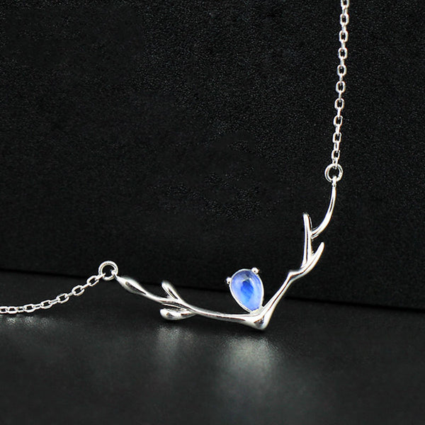 Elk Moonstone Pendant Necklace Silver Jewelry Accessories Gifts Women charming