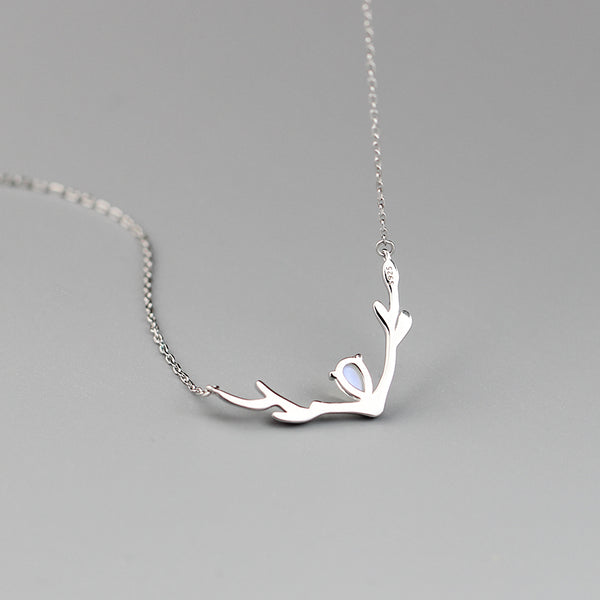 Elk Moonstone Pendant Necklace Silver Jewelry Accessories Gifts Women june birthstone jewelry