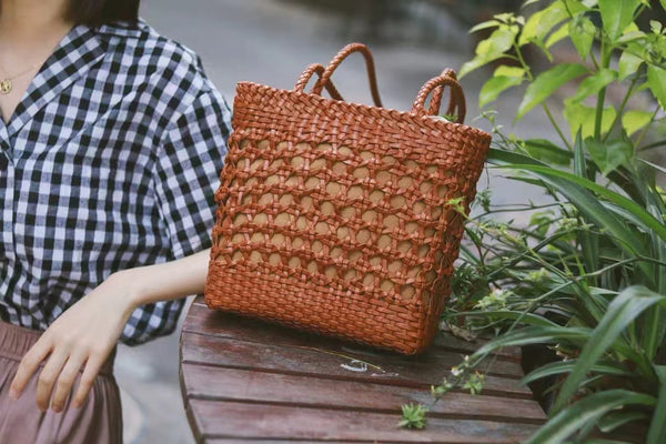 Fashion Ladies Woven Leather Handbags Shoulder Tote Bag Designer