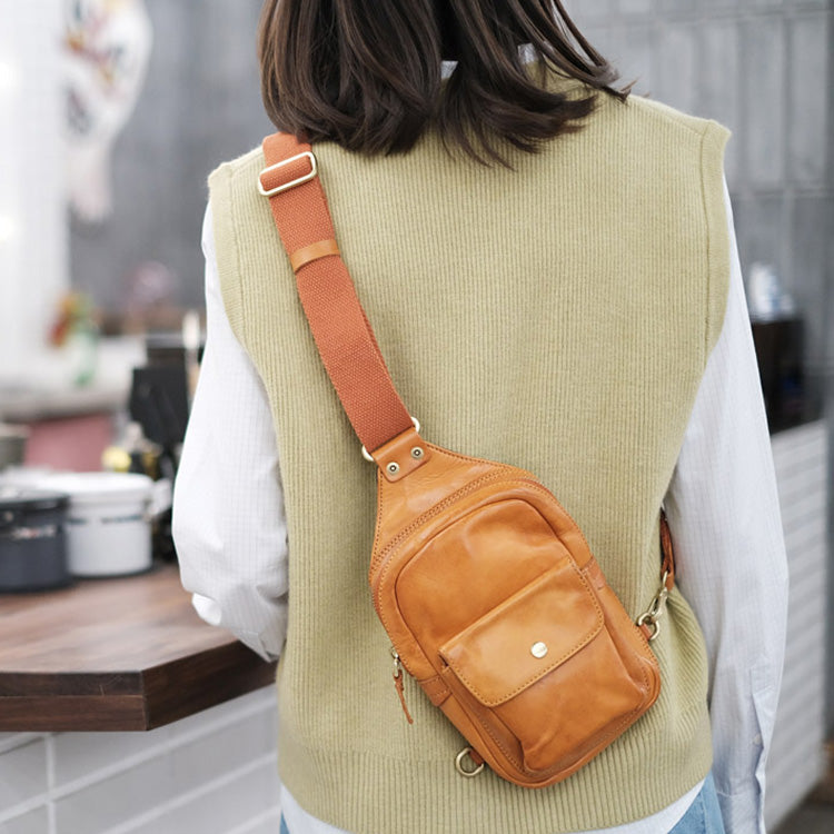 Fashion Women's Leather Chest Bag Crossbody Sling Pack Bag For